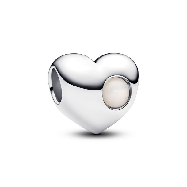 Pandora Engravable White Stone Heart Charm