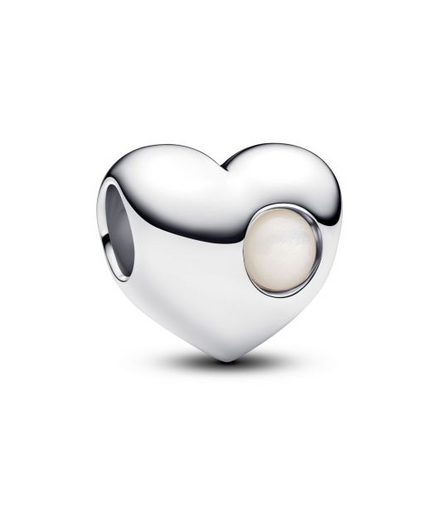 Pandora Engravable White Stone Heart Charm