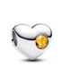 Pandora Moments Silver November  Engravable Honey Stone Heart Charm