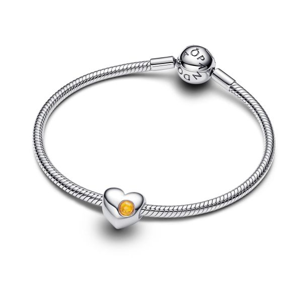 Pandora Engravable Honey Stone Heart Charm