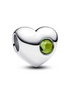 Pandora Engravable Silver August Spring Green Stone Heart Charm