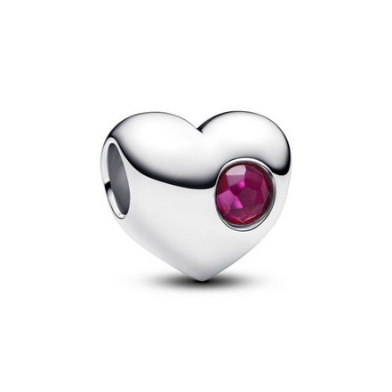 Pandora Engravable True Red Stone Heart Charm