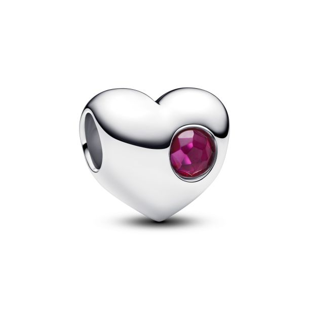 Pandora Engravable True Red Stone Heart Charm