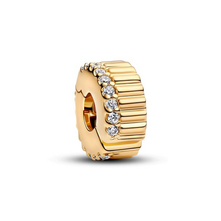 Pandora Moments 14K Gold-Plated Ribbed Clip Charm