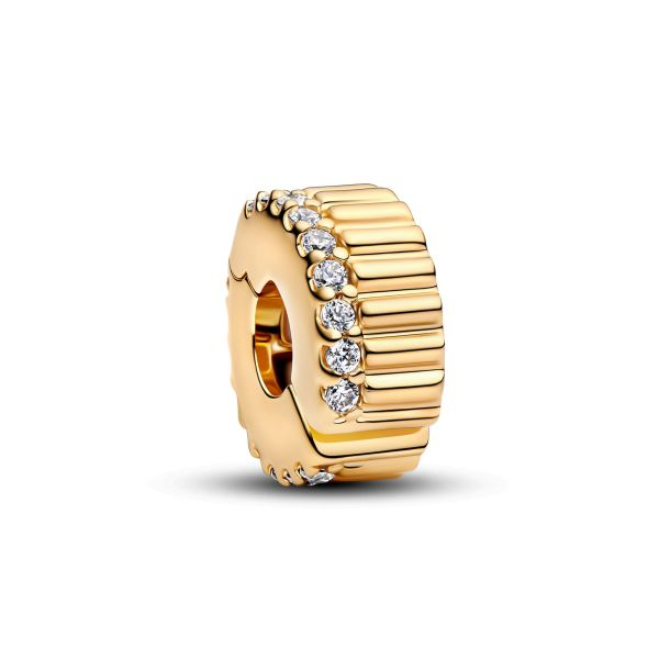 Pandora Moments 14K Gold-Plated Ribbed Clip Charm