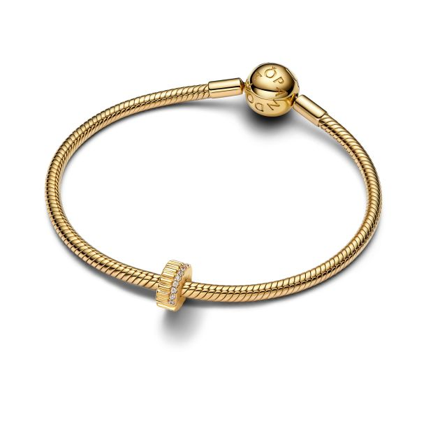 Pandora Moments 14K Gold-Plated Ribbed Clip Charm