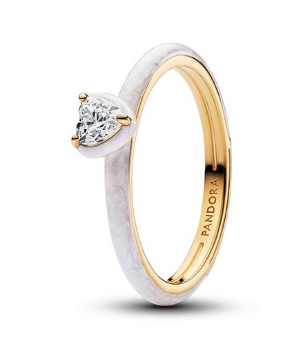 Pandora ME White Chakra Heart Gold-Plated Ring Size 6