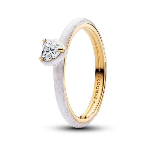 Pandora ME White Chakra Heart Gold-Plated Ring Size 7