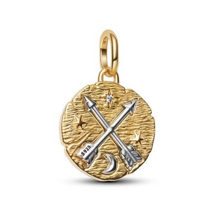 Pandora ME Crossing Arrows Gold-Plated Medallion Charm