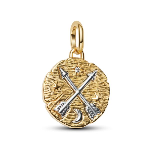 Pandora ME Crossing Arrows Gold-Plated Medallion Charm