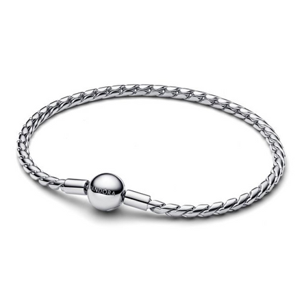 Pandora Moments Silver Round Clasp Wing Chain Bracelet Size 19