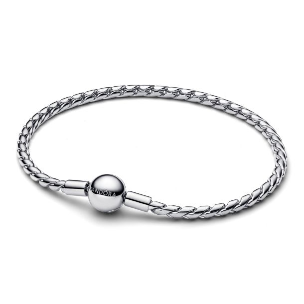 Pandora Moments Silver Round Clasp Wing Chain Bracelet Size 19