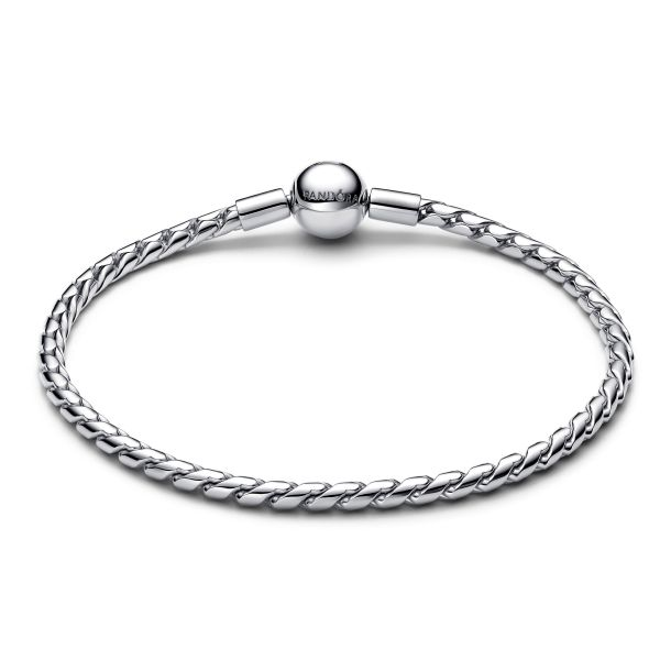 Pandora Moments Silver Round Clasp Wing Chain Bracelet Size 19