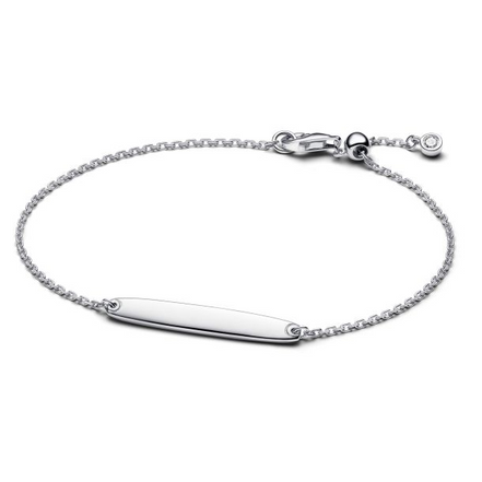 Pandora Moments Silver Engravable Bar Chain Bracelet Size 18