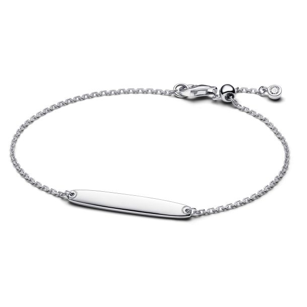 Pandora Moments Silver Engravable Bar Chain Bracelet Size 18