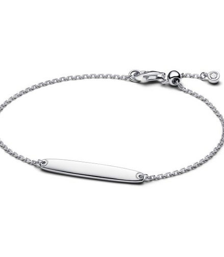 Pandora Moments Silver Engravable Bar Chain Bracelet Size 18
