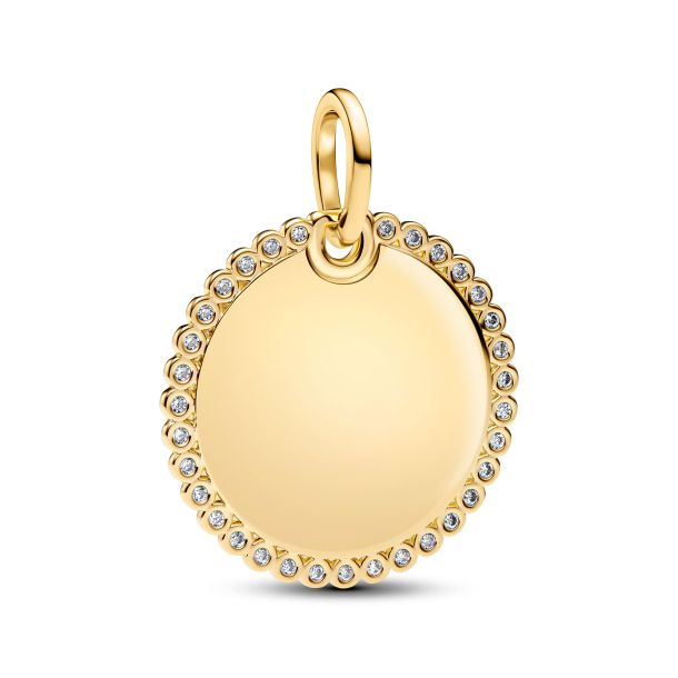 Pandora Moments 14K Gold-Plated Engravable Round Tag Pendant
