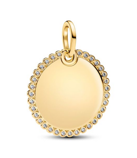 Pandora Moments 14K Gold-Plated Engravable Round Tag Pendant