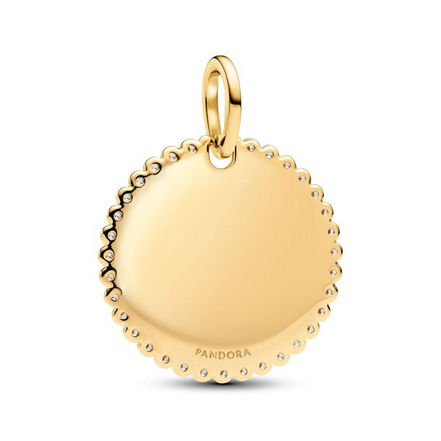 Pandora Moments 14K Gold-Plated Engravable Round Tag Pendant