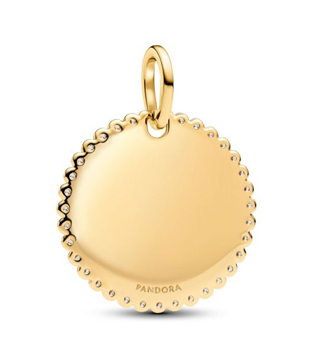 Pandora Moments 14K Gold-Plated Engravable Round Tag Pendant