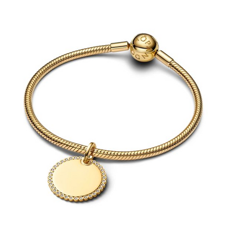 Pandora Moments 14K Gold-Plated Engravable Round Tag Pendant