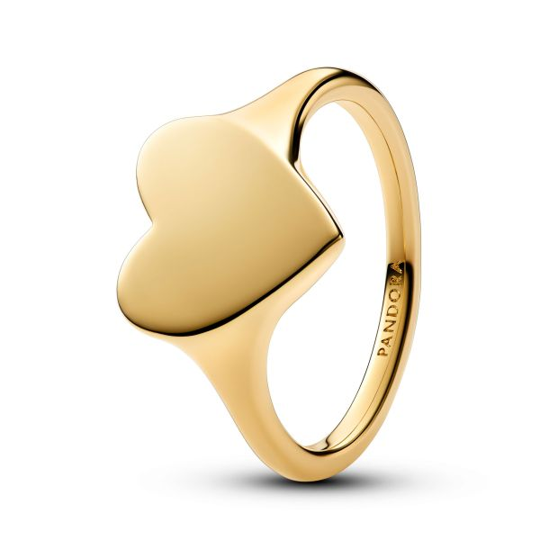 Pandora Moments 14K Gold-Plated Engravable Heart Ring Size 6