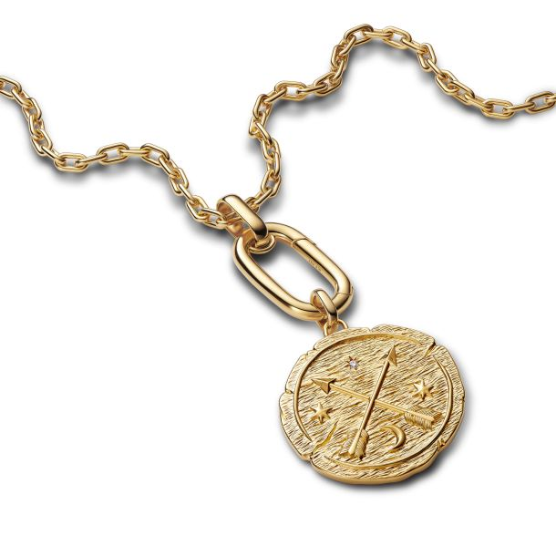 Pandora ME Crossing Arrows Oversized Gold-Plated Medallion Charm