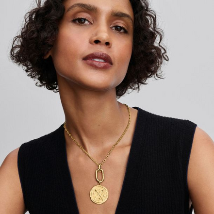 Pandora ME Crossing Arrows Oversized Gold-Plated Medallion Charm