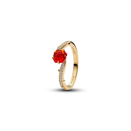 Pandora X Disney 14K Gold-Plated Beauty and the Beast Enchanted Rose Ring Size 5