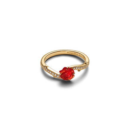 Pandora X Disney 14K Gold-Plated Beauty and the Beast Enchanted Rose Ring Size 7.5