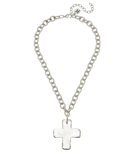 Susan Shaw Silver Solid Cross Necklace