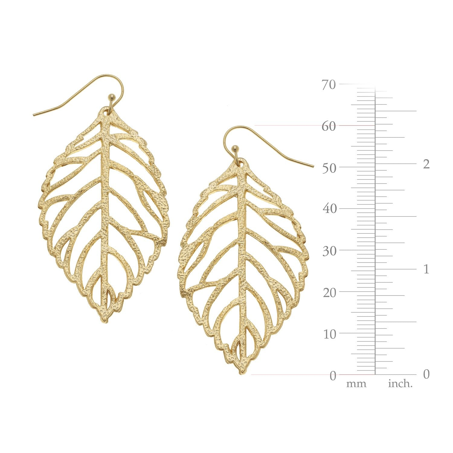 Susan Shaw Gold Plated Leaf Dangle Earrings