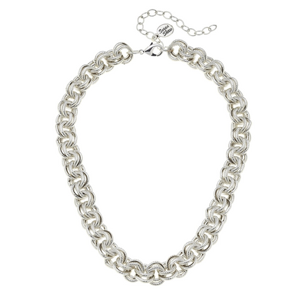 Susan Shaw Silver Double Link Chain Necklace