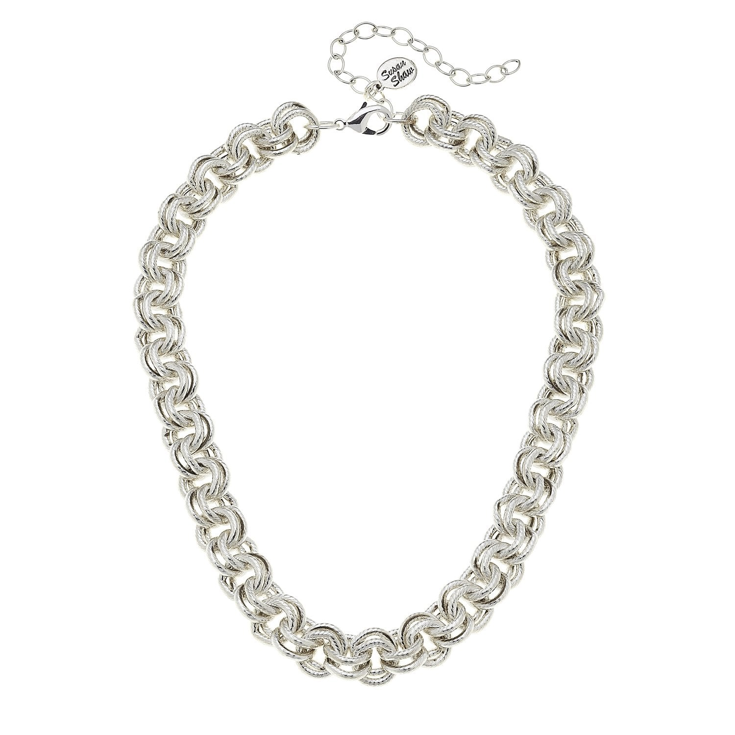 Susan Shaw Silver Double Link Chain Necklace