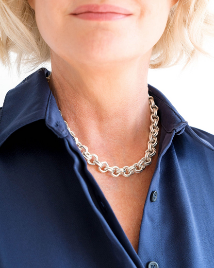Susan Shaw Silver Double Link Chain Necklace