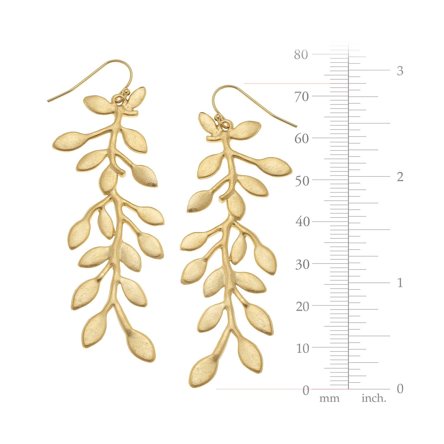 Susan Shaw 24K Gold Triple Plated Vine Dangle Earrings