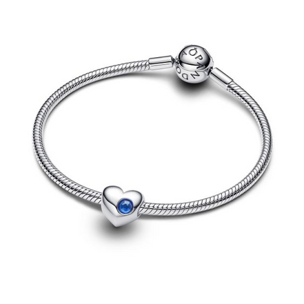 Pandora Engravable Blue Stone Heart Charm