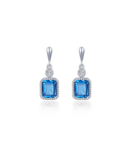 Lafonn Sterling Silver Simulated Diamond And Blue Topaz December Birthstone Dangle Earring