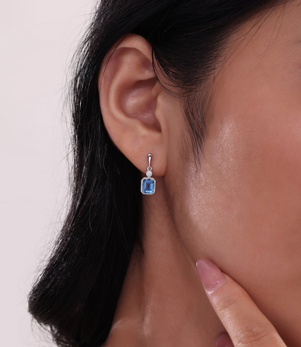 Lafonn Sterling Silver Simulated Diamond And Blue Topaz December Birthstone Dangle Earring