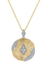 Oro Alexander 14K Yellow Gold 0.35 Ct Diamonds Textured Hammered Round Pendant Necklace