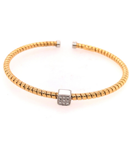 Afarin 18K Yellow and White Gold 0.7 CTW Diamond Closed Bangle Bracelet