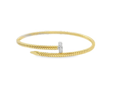 18K Yellow Gold And 0.13 CTW Diamond Fashion Nail Wrap Bracelet