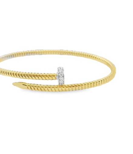 18K Yellow Gold And 0.13 CTW Diamond Fashion Nail Wrap Bracelet