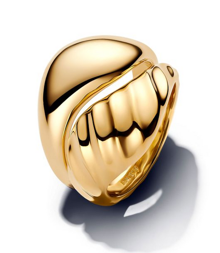 Pandora Essence Rippled Gold-Plated Stacking Rings Size 7