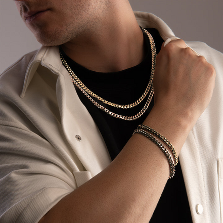 Desmos Men's 18K Gold Plated Bombe Bracelet 8"