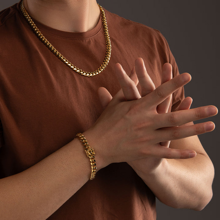 Desmos Men's 18K Gold Plated Miami 250 Cuban Bracelet