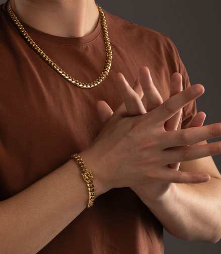 Desmos Men's 18K Gold Plated Miami 250 Cuban Bracelet