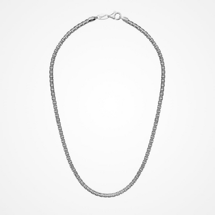 Desmos Men's Rhodium Plated Venetian Box Chain 22"