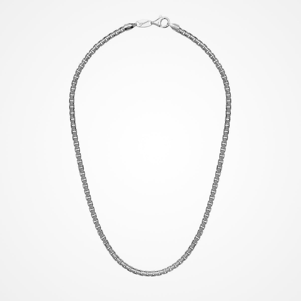 Desmos Men's Rhodium Plated Venetian Box Chain 22