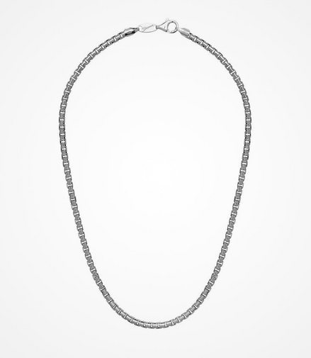 Desmos Men's Rhodium Plated Venetian Box Chain 22"